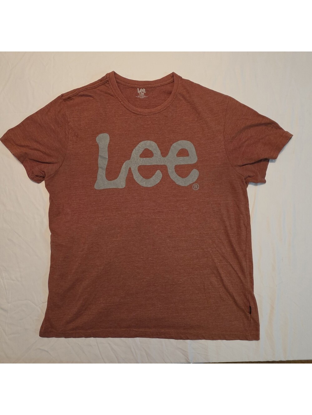 Lee Logo T-Shirt Men’s XL Rust Orange Heather Gray Lettering Tee